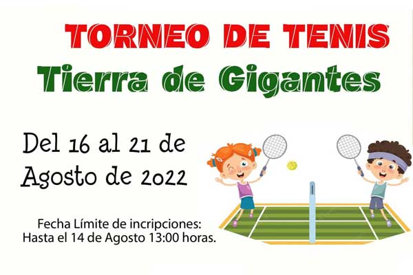 Abierto el plazo de inscripción para el Torneo de Tenis Tierra de Gigantes 2022