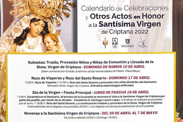 La Hermandad de la Virgen de Criptana presenta el calendario de celebraciones en honor a la patrona